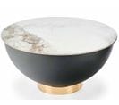Table Basse Ronde Céramique Aspect Marbre Blanc 73 Cm Clem