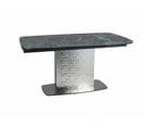 Table Design Extensible Aspect Marbre Vert Avec Pied Central En Acier Inoxydable Eglantine