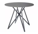 Table à Manger Ronde 90 Cm Aspect Marbre Gris Avec Pied En Métal Noir Mat Persei