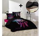 Pack Parure De Couette 220x240 Cm Porte Bonheur + Drap Housse 140x190 Noir