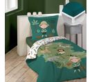 Pack Parure De Couette Enfant 140x200 Cm Leo + Drap Housse 90x190 Pétrole