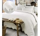 Pack Housse De Couette 240x220 Cm Chaude En Flanelle + 2 Taies + Drap Housse 140x190 Candice Blanc