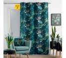 Paire De Rideaux Oeillets 140 X 260 Cm Polyester Blue Garden