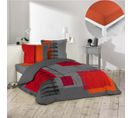 Pack Housse De Couette 220x240 Cm Quadro + Drap Housse 140x190x30 Paprika