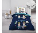 Pack Parure De Couette Enfant Clovis 140 X 200 Cm + Drap Housse 90 X 190 X 30 Blanc