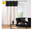 Lot De 2  Rideaux Tamisant 140 X 240 Cm Coton Recyclé + Fils Coupés Linechic Noir