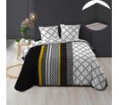 Pack Housse De Couette 220 X 240 Cm Dakota + Drap Housse 140 X 190 Noir