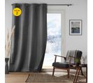 Lot De 2 Rideaux  à Oeillets Coupe Froid 140 X 260 Cm Jacquard Polarine Anthracite