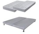 Matelas Mousse + Sommier Gris Clair 2x80x200 Maryland - Hauteur 20 Cm - Soutien Ferme