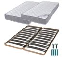 Matelas Mousse + Sommier Métal C310 2x90x190 Wave - Hauteur 19 Cm - Soutien Ferme