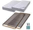 Matelas Mousse + Sommier Métal C224 2x90x190 Wave - Hauteur 19 Cm - Soutien Ferme