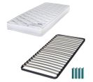 Matelas Mousse + Sommier Métal C220 90x190 Marly - Hauteur 15 Cm - Soutien Ferme