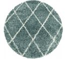 Berbere - Tapis Rond De Style Berbère - Bleu Et Ivoire 120 X 120 Cm