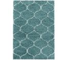 Salma - Tapis à Poils Longs Et Motifs Alhambra - Turquoise Et Blanc 080 X 250 Cm