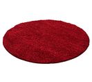 Shaggy - Tapis Uni Rond - Rouge 160 X 160 Cm