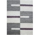 Roma - Tapis Shaggy à Motifs Traits - Lila Et Gris 080 X 250 Cm