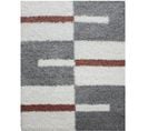 Roma - Tapis Shaggy à Motifs Traits - Terra Et Gris 140 X 200 Cm