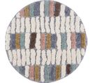 Hippie 03 - Tapis Rond à Poils Longs Et Relief Multicolore 200x200cm