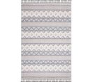 Tapis Boho Chic à Franges Tressées Gris/crème 200x290cm