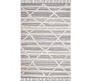 Tapis Boho Chic à Franges Tressées Gris/bleu/crème 200x290cm