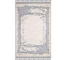 Tapis Boho Chic à Franges Tressées Crème/gris/bleu 200x290cm