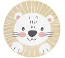 Tapis Rond Pour Chambre D'enfant Lion Jaune Et Blanc 120x120cm