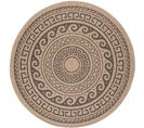 Tapis Rond Naturel Aspect Jute Motif Beige Gris 200x200cm