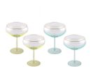 Lot De 4 Coupes à Glace Champagne Sur Pied Vert Et Jaune