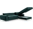 Canapé D'angle Convertible  Grece Velours Luxe Vert, 5 Places, Angle Droit