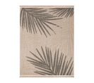 Tapis Extérieur Intérieur Effet Jute Feuille Cassis 91 Beige - 80x150 Cm