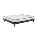 Ensemble Matelas Mousse Confort - 140x190cm - Mousse - 18 Cm Et Sommier Kit Gris