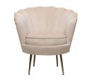 Fauteuil En Velours "floria" - 75 X 68 X 77.5cm - Beige