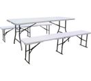 Ensemble Table De Jardin Pliante + 2 Bancs Pliants " Foldy" - Blanc