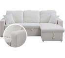 Canapé D'angle Convertible/reversible Avec Coffre "alain" - 3 Places - Bouclettes -  Blanc