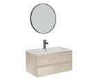 Ensemble Meubles De Salle De Bain 3 Pièces 80 cm Décor Chêne Sorrento