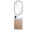 Meuble Lave-mains Lisa Décor Chêne + Robinet Noir + Miroir Ovale