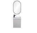 Meuble Lave-mains Lisa Gris Sable + Robinet Noir + Miroir Ovale