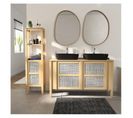 Meuble Double Vasque 130cm Chêne Nesto Cannage +vasque+robinet+miroir+co