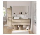 Meuble Double Vasque 120cm Avec Plan Bois Sorrento Chêne +vasque+rob+miroir+co