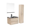 Meuble Simple Vasque 60cm Sorrento Décor Chêne +vasque+robinet+miroir+colonne