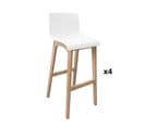 Tabourets De Bar 75 Cm Tanna Pieds Chêne Assise Plastique Blanche -lot De 4