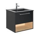 Ensemble Simple Vasque 60cm Noir + Robinet + Miroir Nika