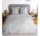 Housse De Couette 240x260 Cm + Taies D'oreiller, Microfibre Lavé, Gris Perle