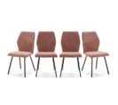 Lot De 4 Chaises En Tissu Orange Corail Et Simili - Garance