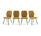 Lot De 4 Chaises En Tissu Jaune Moutarde Et Simili - Garance