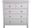 Commode 5 Tiroirs En Pin Massif Blanc 79 Cm - Elton