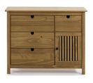 Commode 1 Porte 4 Tiroirs En Pin Massif Couleur Bois Naturel 100 Cm - Fabia