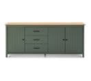 Buffet 3 Portes 3 Tiroirs En Pin Massif Vert 190 Cm - Ida