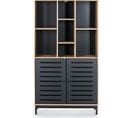 Bibliothèque 2 Portes 7 Niches Noir / Effet Bois 90 Cm - Rosa