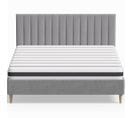 Ensemble Lit Adulte 140x190 En Velours Gris Clair Eliot + Matelas Ressorts Ensachés Mousse Hr